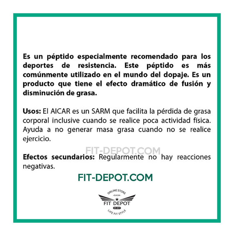 AICAR 25 MG | PEPTIDO DE PERDIDA DE GRASA Y RESISTENCIA FÍSICA (DOPAJE) | 80 TABLETAS | SMART PHARMACEUTICAL - PEPTIDOS