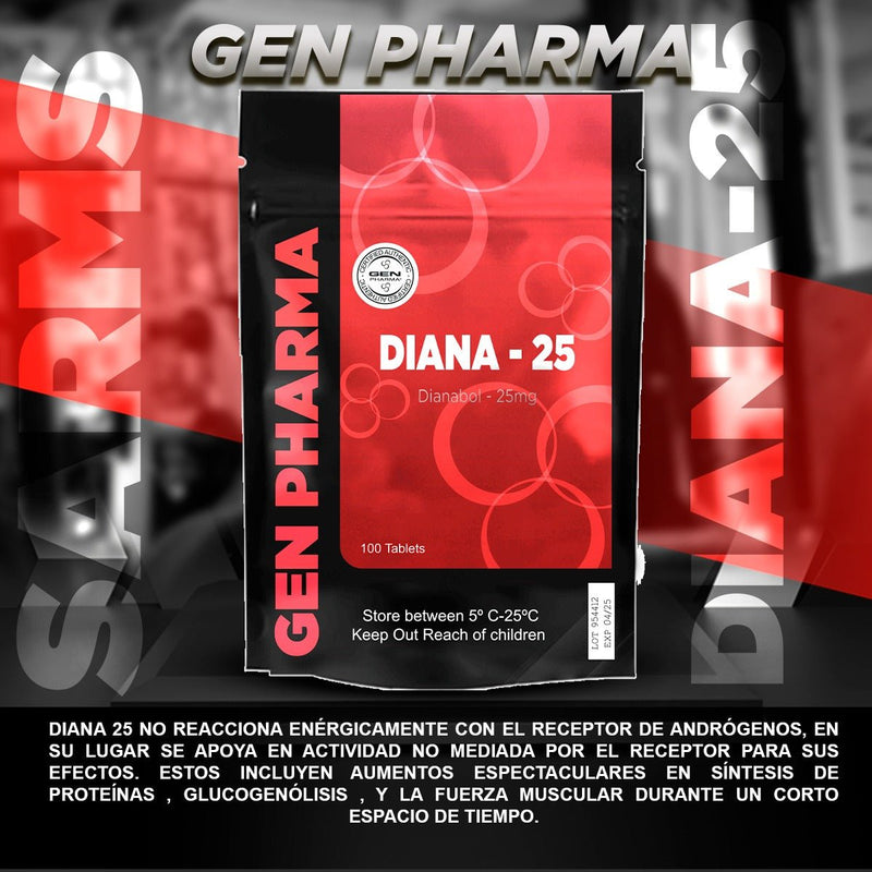 DIANA -25 mg (Metandrostenolona / Dianabol) 100 TABLETAS - GEN PHARMA - esteroides