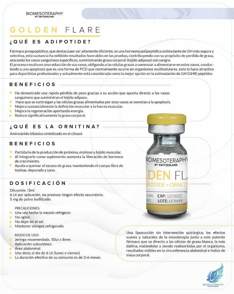 VENTA DE BIOMESOTERAPIA EN MEXICO | GOLDEN FLARE | Liposucción sin Cirugías | Adipotide + Ornitina | Biomesoterapia Suiza | Lipo sin Cirugías | - mesoterapia