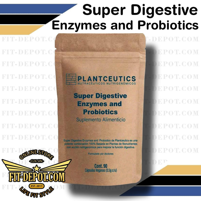 Super Digestive Enzymes and Probiotics - Enzimas y cepas probióticas, mejora la digestión y absorción de nutrientes y proteínas 90 caps | PLANTCEUTICS -